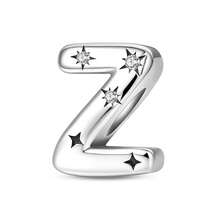 Easvnya S925 Silver-Plated A-Z 26-Letter Silver Star Beaded Daily Versatile Pendant, Commuting Small Pendant Suitable For Original Bracelets And Necklaces, Simple And Fashionable Pendant DIY Jewelry Making, Buy Your Favorite Letters To Form Your Own Birthday Or Name, Women's Birthday, Holiday Party Gifts
