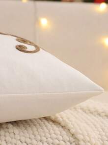 1pc/2pcs Christmas Decorative Pillow Cover, Christmas Reindeer Canvas Rope Embroidery, Winter Living Room Sofa Bedroom Holiday Gift - Khaki - View 6