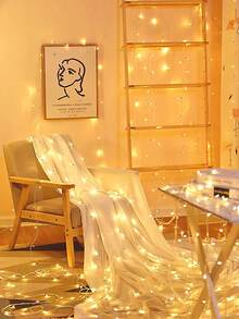 1 件 4.9/9.8/14.7/19.6/32.8/49.2/65.6 英尺 LED 装饰仙女灯串,电池/USB 供电,庭院、树木、卧室装饰灯串,适用于婚礼生日派对悬挂窗饰、花园庭院装饰、节日配件、室内房间墙壁装饰灯、圣诞树装饰灯串 - 黃光 - 查看 6