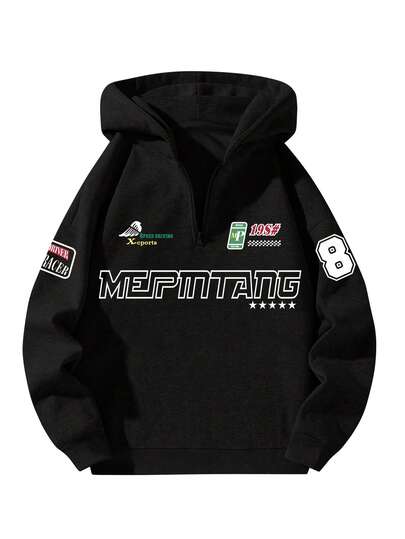 男士连帽拉链卫衣，休闲宽松套头衫，加厚设计，适合春秋季穿着，长袖上衣