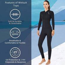 Wetsuit Top Women Men 2MM Neoprene Wetsuit Jacket Long Sleeve Diving Surfing Top 3MM 1.5MM Wetsuits Shirt Vest Scuba Swimming Snorkeling Suit Swimsuit Warm Front Zip For Water Sports