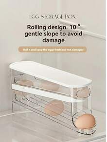 Home & Life > Kitchen & Dining Room > Egg Storage, Side-Door Of Refrigerator Specialized Space-Saving Rolling Egg Storage Box - Egg Storage, Durable Plastic, Essential For Kitchen - 1 trong suốt - Xem 2