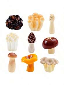 10个/5个 - 微型蘑菇景观，逼真真菌景观装饰，仿真树脂蘑菇工艺品，采用微型树脂制成，栩栩如生的树脂蘑菇屋装饰创意项目，包含蘑菇雕像和逼真的火锅仿真食物模型 - 彩色 - 查看 9