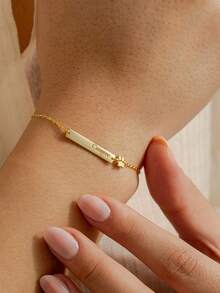 Personalized Paw Print Bar Bracelet,Custom Pet Memorial Gift, Dog Mom Jewelry, Pet Lover Keepsake, Engraved Bracelet For Pet Loss,Simple And Exquisite Stainless Steel Jewelry, Pet Lovers',Birthdays, Valentine's Day, Christmas, Halloween Gifts For Men And Women. - Multicolor - View 3