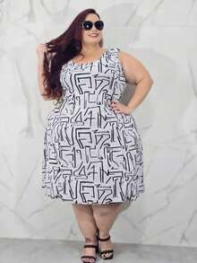 KIT 2 Women's Printed Plus Size Tank Dresses - 彩色 - 查看 6
