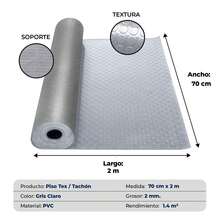 VINILMAX Piso Antiderrapante de Uso Rudo 70 cm x 1 m, 2 m, 3 m, 5 m – Antideslizante, Resistente y Fácil de Instalar, Ideal para Escaleras, Rampas, Autos, Bodegas, Gimnasios, Pasillos y Áreas de Alto Tráfico - Gris Claro - Ver 9