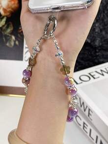 Corona de perlas falsas colgante, Lazo asimétrico de perlas falsas para correa de teléfono, Funda de teléfono con cuentas de cristal, Colgante de bolso, Llavero