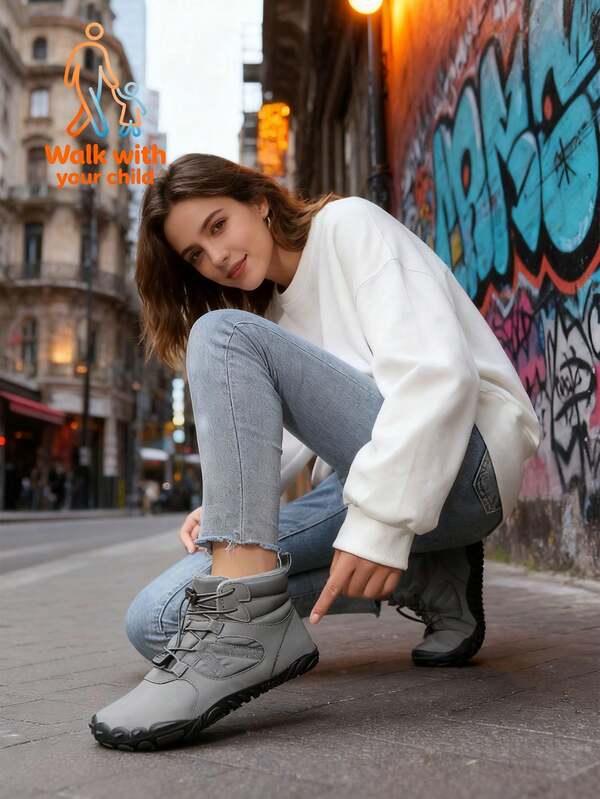 Fashionable Winter Boots For Teenagers, Casual Barefoot Shoes, Fleece And Thickened Snow Boots, Couple's Warm Hiking Shoes, Suitable For Both Boy And Girl. It Can Be Worn All Year Round. It's Suitable For Mountain Climbing, Snowball Fights, Outdoor Activities, The Wild, Camping, Birthday Gifts, Christmas Gifts, Surprise Gifts, And A Must-Have For Christmas