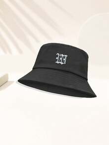 1 Pieza Sombrero de cubo de estilo gótico universal de unicolor con patrón de 26 letras, adecuado para exteriores, viajes, vacaciones en la playa, protección solar, pesca, senderismo, adecuado para combinar con moda festiva y casual, mejor regalo de vacaciones