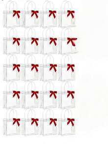 20 túi quà bằng nhựa trong suốt có quai xách và nơ đỏ - Túi đựng quà bằng PVC trong suốt có thể tái sử dụng cho đám cưới, họp mặt bạn bè, tiệc sinh nhật. - Trong sáng - Xem 13