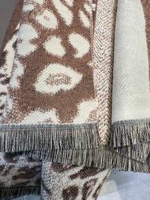 1pc Leopard Print Scarf, Korean Style Autumn/Winter New Versatile Warm Shawl/Neck Wrap, Suitable For Air-Conditioned Rooms For Dress - Coffee Brown - View 4