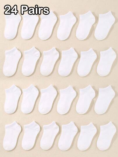 24 双婴儿白袜子 | 12 双白色中性幼儿袜子 | 简约、休闲、舒适 | 适合婴儿（男孩和女孩）| 四季穿着 | 万圣节、感恩节、圣诞节礼物