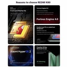 Smartphone Xiaomi Redmi K80 5G, Azul Água-Marinha, 16GB+1TB, Configuração Padrão Oficial, USB Tipo-C - Preto - Visão 2