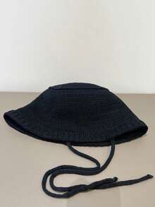 1 pieza Gorro de mujer con lazo, gorro de cubo de punto a la moda y lindo