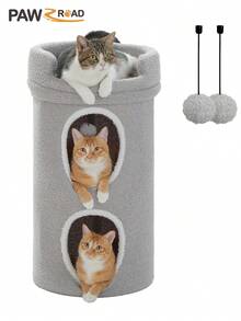 PAWZ Road 40cm/75cm Floral Cat Cave With Washable Cushion, Large Cat House For Indoor Cats, Beds & Furniture For Cats, Brown/Gray - Xám - Xem 8