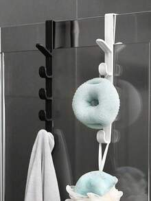 2pcs/1pc 5-Tier Door Hook Organizer Rack, Suitable For Backpacks And Handbags. Easy To Install Door Hooks, Bedroom Door Hanging, Can Be Used To Hang Hats, Watches And Belts. Plastic Door Hanger, Helpful Home Storage, Suitable For Storing Loofahs And Towels In Bathroom, Household Essential. - Black - View 8