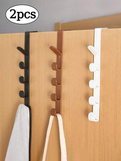 2 Stücke/1 Stück 5-stöckiger Türhaken Aufbewahrungsregal für Rucksäcke und Handtaschen. Einfach zu installierende Türhaken, Schlafzimmertür Aufhänger für Hüte, Uhren und Gürtel. Kunststoff Türaufhänger für Haushaltslagerung, geeignet zum Aufbewahren von Badblumen und Handtüchern im Badezimmer, ein Muss für Zuhause.