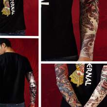 AD 1 对黑色纹身袖套，户外骑行防晒袖套，透气无缝印花冰丝臂套，男女通用 - 淺粉色 - 查看 7