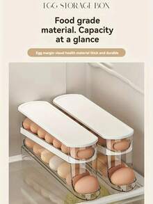 Home & Life > Kitchen & Dining Room > Egg Storage, Side-Door Of Refrigerator Specialized Space-Saving Rolling Egg Storage Box - Egg Storage, Durable Plastic, Essential For Kitchen - 1 trong suốt - Xem 4