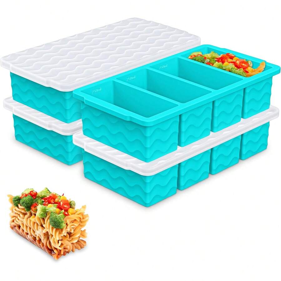 Silicone Freezer Molds For Soup With Lid – 1-Cup Soup Container Style Ice Cube Trays For Freezer, Meal Prep & Food Storage, Freeze 250mL/125mL Portions – 4 Pack - Màu vàng - Xem 1