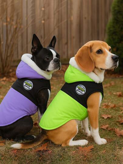 1PC Medium Large Dog Heavy Coat Green Snow Jacket Windproof Warm Cozy Doggie Coat Hook And Loop Tape Puppy Winter Apparel For French Bulldog Labrador Rottweiler