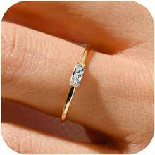 ¡RecomendadoRLMOON - Anillos de piedra natal de oro para mujer, anillo apilable, delicado chapado en oro de 14 quilates, chapado en oro de 14 quilates, anillo de piedras preciosas verde esmeralda, regalo¡Top de Temporada - Oro-07-jul. (Rubí creado) - Ver 9