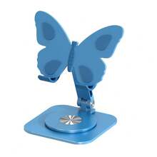 Pink Or Blue Butterfly 360 Rotating Cell Phone Stand Cute Butterfly Aluminum Alloy Mobile Phone Holder, Flat Holder, Small Decorative Holder - Màu xanh lam - Xem 1