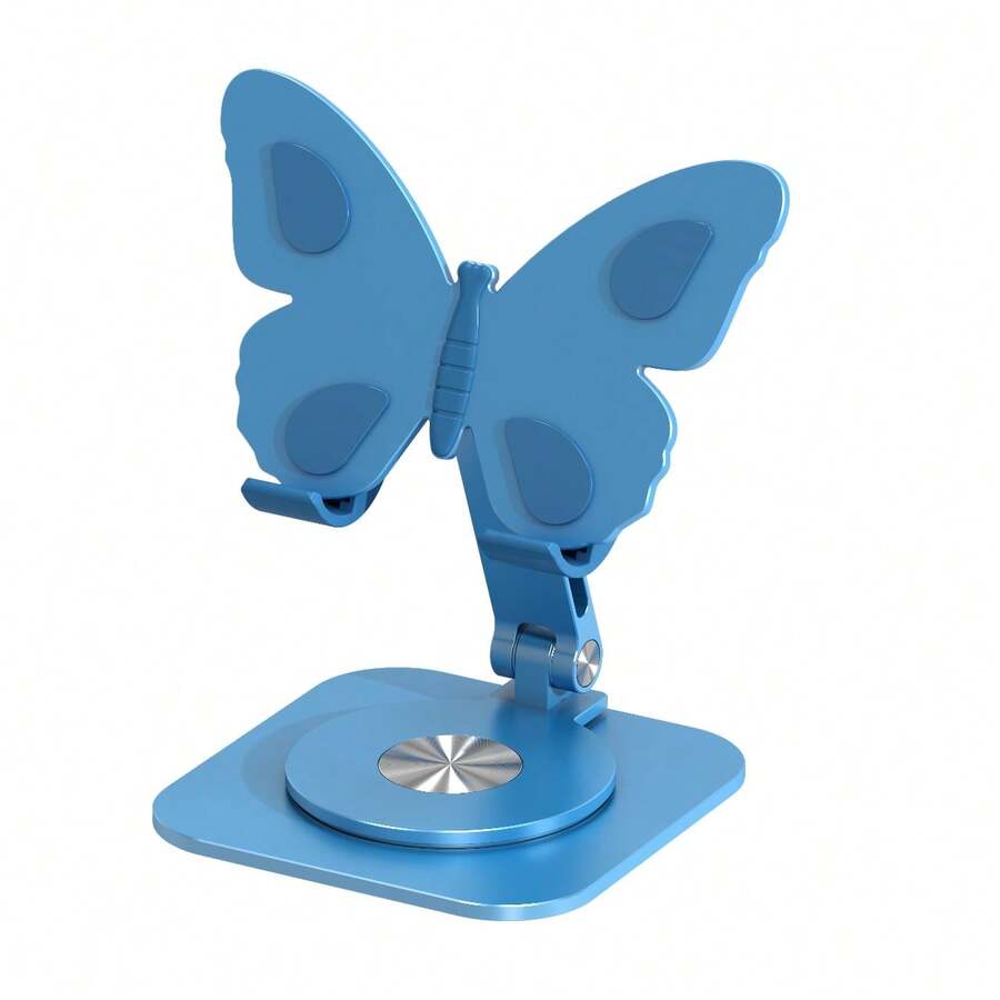 Pink Or Blue Butterfly 360 Rotating Cell Phone Stand Cute Butterfly Aluminum Alloy Mobile Phone Holder, Flat Holder, Small Decorative Holder - Màu xanh lam - Xem 1