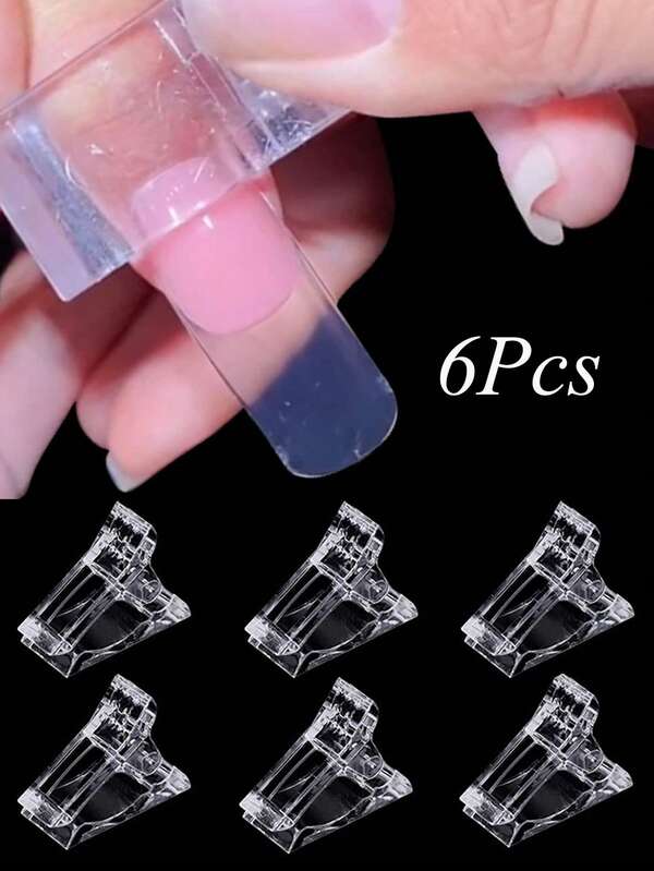 6Pcs Nail Tips Clips For Poly Extension Nail Forms, Nail Supplies For Quick Building Extension Manicure Nail Art Tool For Nail Salon