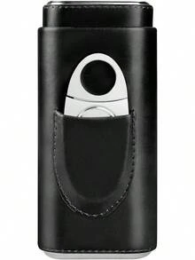 Cedar Wood Lined - Travel Cutter Humidor (Black) - Black - View 3