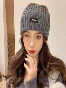 1pc Fashion Personalized Street Hip-Hop Style Letter Solid Color Women Knitted Headband, Suitable For Autumn/Winter Daily Outdoor Activities, Cycling, Warm And Windproof, Halloween, Christmas, Thanksgiving Gift