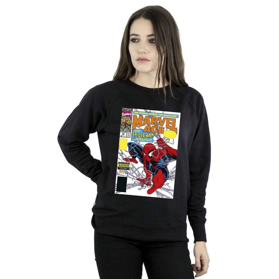Marvel Damen/Frauen SpiderMan Age Comic Cover Sweatshirt (Schwarz)