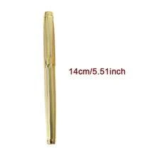 1 Caneta esferográfica de metal galvanizado de alta qualidade (banhada a ouro) - Cartucho de tinta recarregável/Escrita suave/Escolha ideal para profissionais de negócios e estudantes/Perfeita para reuniões de escritório/Essencial para escrita escolar