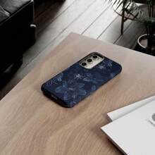 Navy Blue Floral Aesthetic Phone Case Cover For IPhone, Phone Cover For IPhone 16 15 14 13 12 - White - View 2