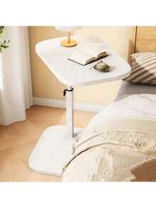 Elegant White Side Table, Adjustable Height, 360-Degree Rotation, Multi-Functional Portable Outdoor Coffee Table, Laptop Computer Food Tray, Room Decoration - trắng - Xem 8