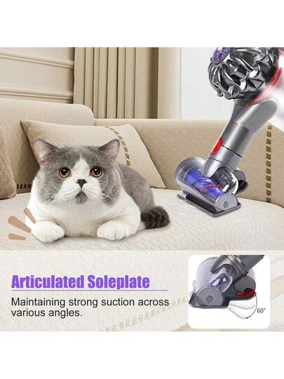 1pc Wellmi Mini Motorized Brush Head V7 V8 V10 V11 V15, Quick Release Upholstery Tool, Durable Plastic Polyester, Compatible Stofzuiger Cleaner Accessories, No Battery Required view 2