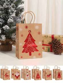 1/6/12/18个带提手的圣诞礼品袋 - 节日圣诞老人、圣诞零食袋、驯鹿和雪人图案、红色圣诞老人图案纸质圣诞袋、圣诞购物袋、收纳袋、节日购物和派对礼品手提袋、圣诞节情人节、礼品包装购物、圣诞派对用品、圣诞袋。 - 彩色 - 查看 5