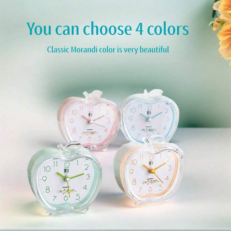 1pc Fashionable Creative Alarm Clock, Cute Crystal Handle Mini Clock, Candy Color Desk Decor, Silent Operation, Bedroom Bedside Wake Up Light Home Decor Room Decor