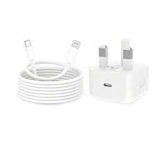 20W PD 快速充电器壁式适配器 + 3.3 英尺/100 厘米高效数据传输快速充电线，兼容 14 Pro Max/14 Pro/14 Plus/14/13/12/11/XS/XR/8/7/6、iPad 系列 - 英規插(220-240V) - 查看 11