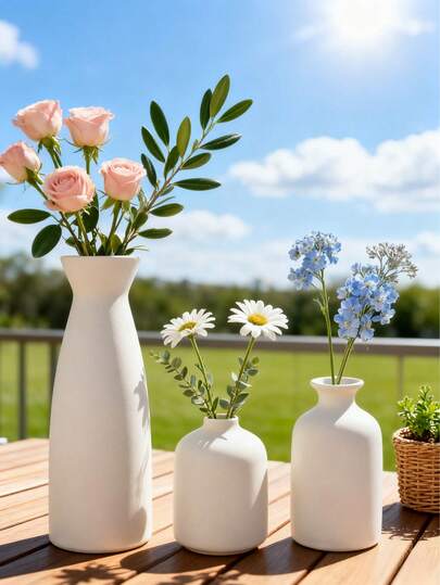 1pc Ceramic Vase, Suitable For Outdoor Gardens, Gardening Decoration, Home Living Room, Dining Table Display, Decorative Creativity, Desktop Display, Flowers Storage, Ornaments And Accessories, Etc.