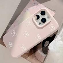 Bow-Knot 1pc Large Hole Pink Bow Pinkmas Protective Case Compatible With IPhone 16 Pro Max/16/16 Pro/15 Pro Max/15 Pro/15/14 Pro Max/14 Pro/14/13 Pro 13/12 Pro/12/11, Shockproof Soft Cover For Girls - Multicolor - View 2