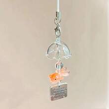 Hot Goldfish Dream Handmade Beaded Pendant Ins Style Small Fish Wind Chime Mobile Phone Chain CCD Bag Colored Bead Pendant - Mặt dây chuyền cá vàng ngọc trai trắng - Xem 1
