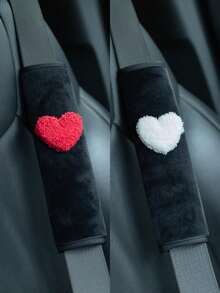 2 piezas/1 pieza Protector de hombro para coche de peluche corto, protector de hombro de amor para estiramiento de hombros