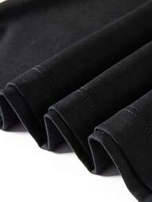 This Pure Cotton Long-Sleeved T-Shirt For Girls Is Soft And Skin-Friendly, Perfect For Casual Everyday Wear. It's Sweat-Wicking And Warm, And Features A High-Quality Round Neck For A Fashionable Look. - 黑色 - 查看 5