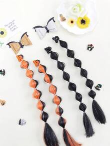 Set de accesorios para el cabello de Halloween - Pinzas para el cabello con murciélago y lazo, pinzas para trenzas con farolillo, pinzas para el cabello con trenzas de burbujas, pinzas para el cabello creativas con murciélago y lazo, accesorios esenciales para el cabello en fiestas de Halloween
