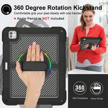 Etui ochronne na tablet Apple Silicone + PC 3 w 1 z uchwytem obrotowym 360°, paskiem na rękę, paskiem na ramię, wytrzymałą, antypoślizgową osłoną ochronną tabletu