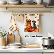 2pcs/100pcs Thanksgiving Autumn Pumpkin And Dog Print Pattern Kitchen Towel Set, Suitable For Restaurant, Kitchen, Bathroom Interior Decoration, Party Decoration, Holiday Gift, Can Be Given As A Thanksgiving Gift - Multicolor - View 6