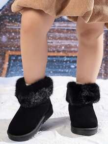 1 Pair Girls' Winter New Soft Bottom Fashion Versatile Outdoor Anti-Slip Warm Snow Boots - Black - View 4