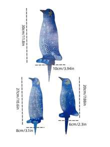 3 件装亚克力企鹅装饰物，适用于门廊、草坪、庭院、户外企鹅花园桩