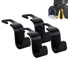 4-Pack Universal Car Seat Back Storage Hooks, Multi-Functional Headrest Organizer, Hidden Car Headrest Hooks, Auto Interior Accessories - Black - View 8